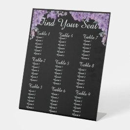 Expositor En L Purple Flowers Black Find Your Seat Wedding 