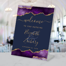 Expositor En L Purple Gold Agate Navy Blue Wedding Welcome