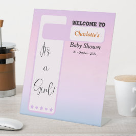 Expositor En L Purple Gradient Cute Eyeball Baby Shower Welcome