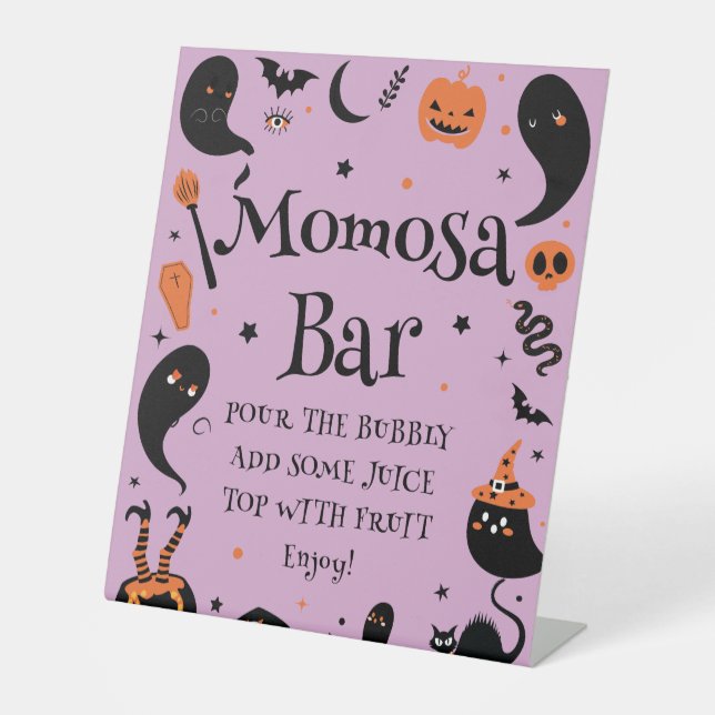 Expositor En L Purple Halloween Baby Shower Momosa Bar (Anverso)