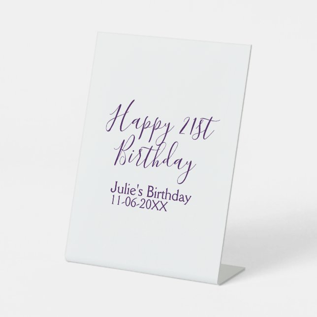 Expositor En L Purple happy 21st cumpleaños fecha Keychain (Anverso)