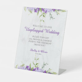 Expositor En L Purple Shades Flowers Branches Unplugged Wedding