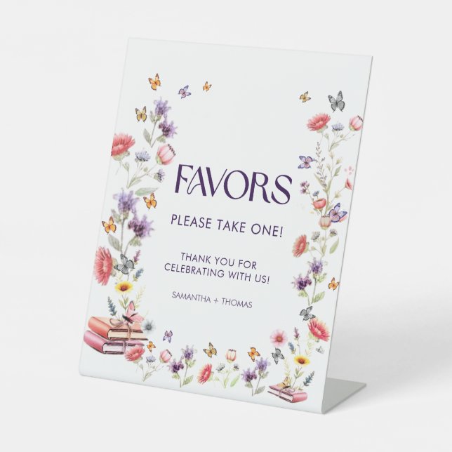 Expositor En L Purple Wildflower Bridal Shower Favor (Anverso)