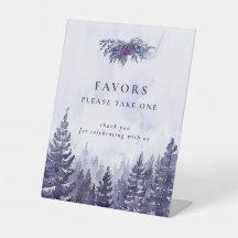 Púrpura acuarela Pine Tree Forest Wedding Favors