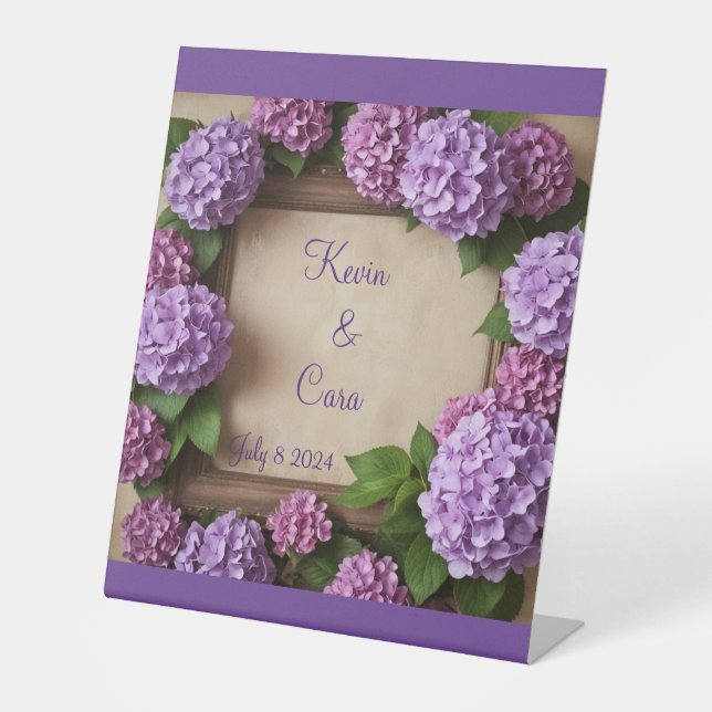 Expositor En L Púrpura Hydrangea Boda (Anverso)