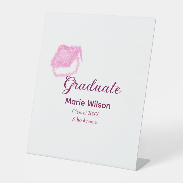 Expositor En L purpurina de graduación graduado rosa gorra añadir (Anverso)