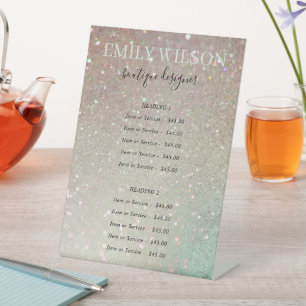 Expositor En L Purpurina de moda Green Pink Aqua Shiny Service Pr