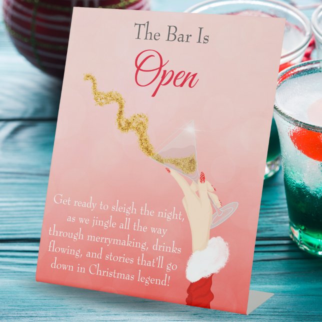 Expositor En L Purpurina de Navidades de derrame de vidrio Martin (Sparkling Martini Sign: Elevate Your Party with Lively Bar Vibes!)
