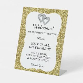 Expositor En L Purpurina de oro Diamond Hearts Boda Seguridad