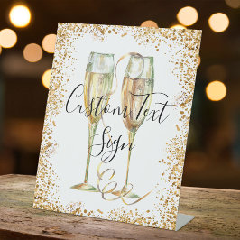 Expositor En L Purpurina de oro Fiesta Rótulo Pedestal