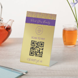 Expositor En L Purpurina de oro moderno con escritura de firma ho