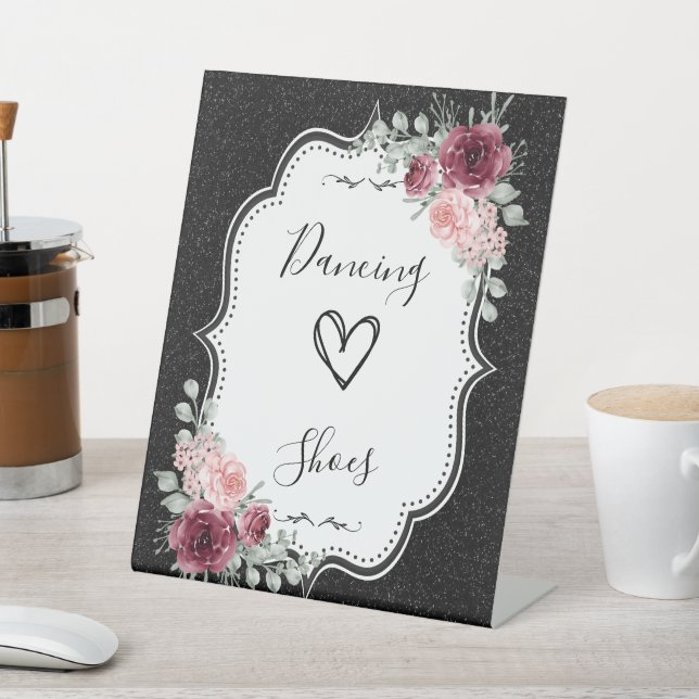 Expositor En L Purpurina negro y Rótulo floral Flip Flop (In Situ)