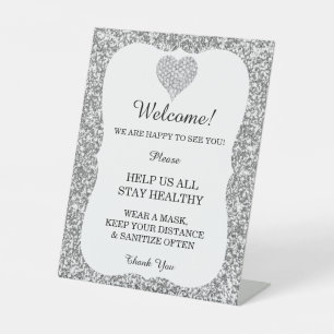 Expositor En L Purpurina Silver Diamond Heart Boda Seguridad
