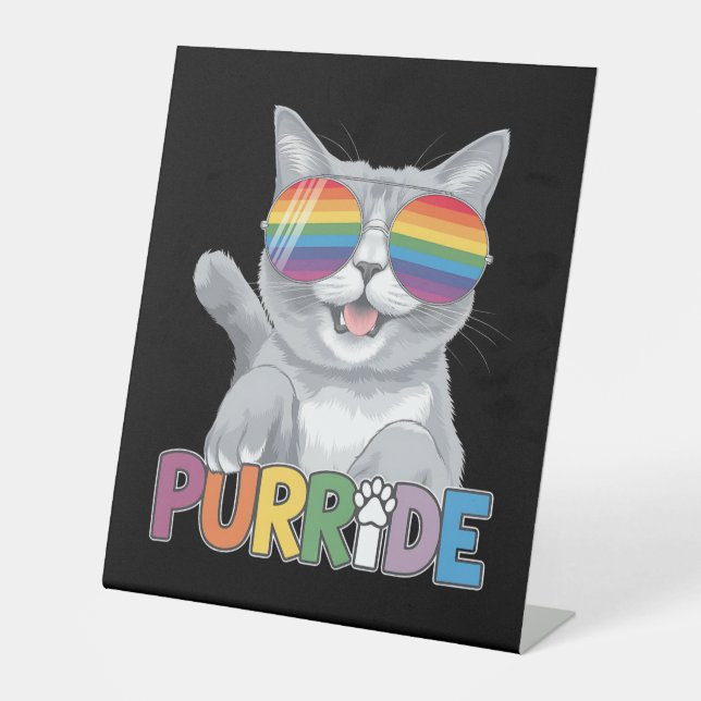 Expositor En L Purride Cat gafas de sol orgullo gay Rainbow LGBTQ (Anverso)