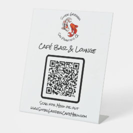 Expositor En L QR Code Cafe Menu Yin Yang Koi Fish Business Logo
