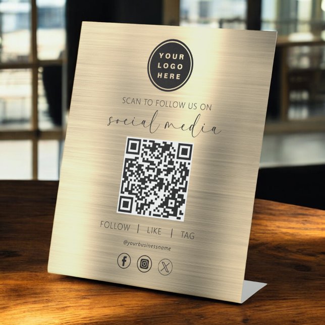 Expositor En L QR Code Gold Scan para seguirnos en las redes soci (Subido por el creador)