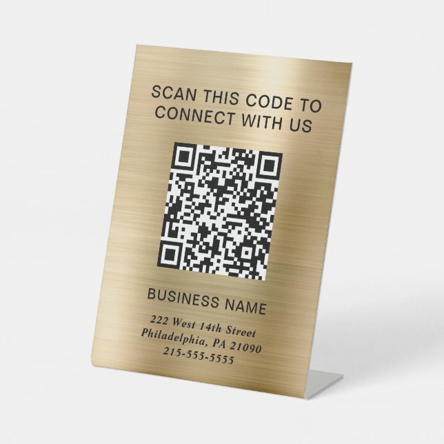 Expositor En L QR Code Modern Business Gold (Anverso)