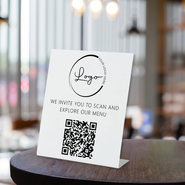Expositor En L QR Code White Menu Logo Restaurante moderno (Subido por el creador)