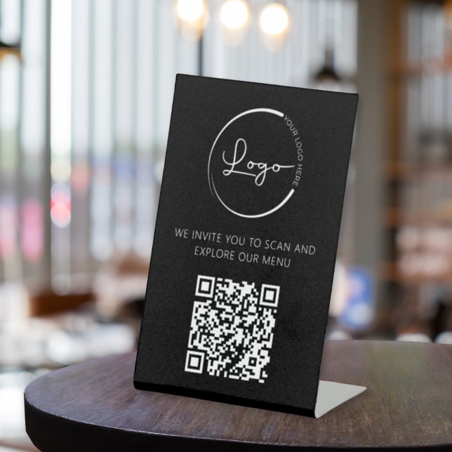Expositor En L QR Code White Menu Logo Restaurante moderno (Subido por el creador)