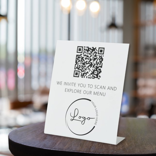 Expositor En L QR Code White Menu Logo Restaurante moderno (Subido por el creador)