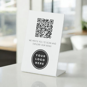 Expositor En L QR Code White Menu Logo Restaurante moderno