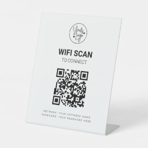 Expositor En L QR Code Wifi Business Scan para conectar el blanco
