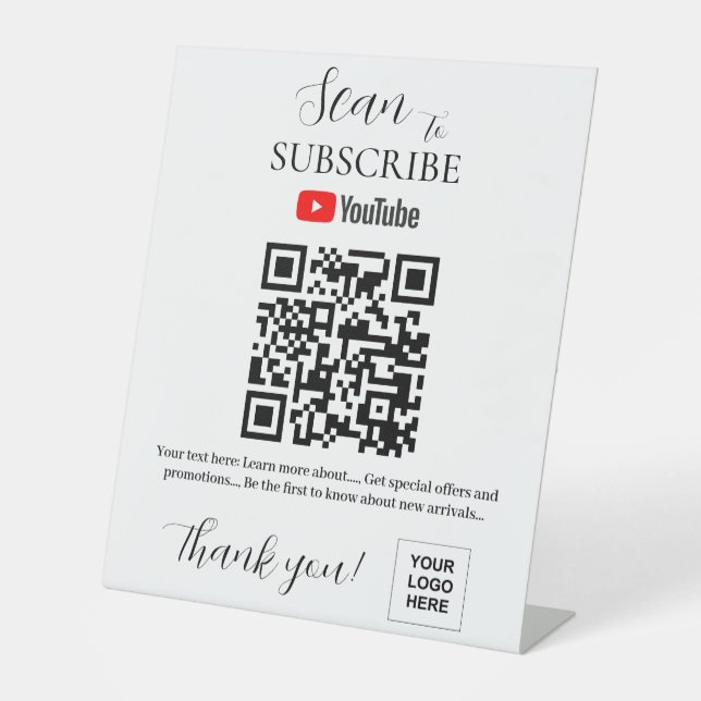 Expositor En L QR code Youtube Subscribe Pedestal Sign (Anverso)