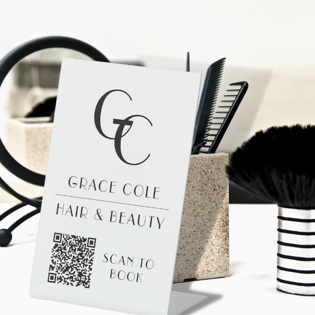 Expositor En L QR Elegante Primer Mono Art Deco Beauty Business (Subido por el creador)