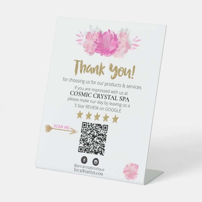 Expositor En L *~* QR FLORAL PINK Review Logo GRACIAS AP8  (Anverso)
