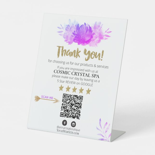 Expositor En L ~* QR FLORAL VIOLET Review Logo GRACIAS AP8 (Anverso)