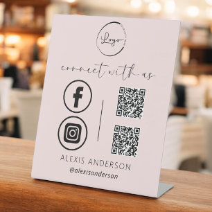 Expositor En L QR Rosado Conectarse Con El Logotipo De Negocio Es
