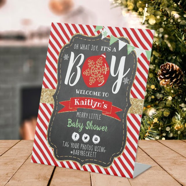 Expositor En L "¡Qué alegría, es un chico!" Baby Shower de navida (Subido por el creador)