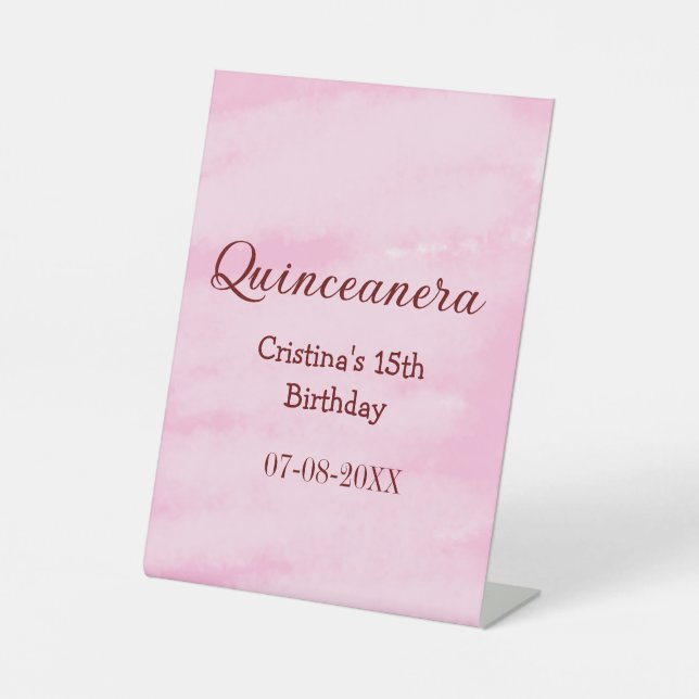 Expositor En L Quinceanera anos 15 años añadir textura de nombre (Anverso)