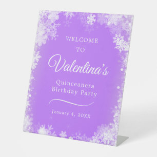 Expositor En L Quinceanera Fiesta Snowflake Purple Bienvenida