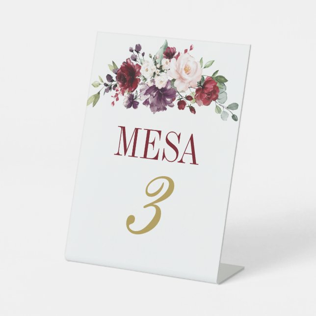 Expositor En L Quinceañera floral roja y rosa (Anverso)