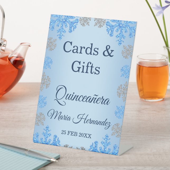 Expositor En L Quinceañera Ice Blue Silver Snowflake (In Situ)