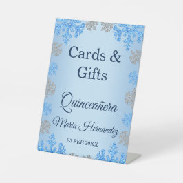 Expositor En L Quinceañera Ice Blue Silver Snowflake