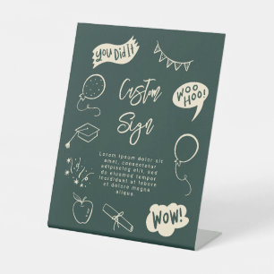 Expositor En L Quirky Doodle Graduation Party Green Personalizado