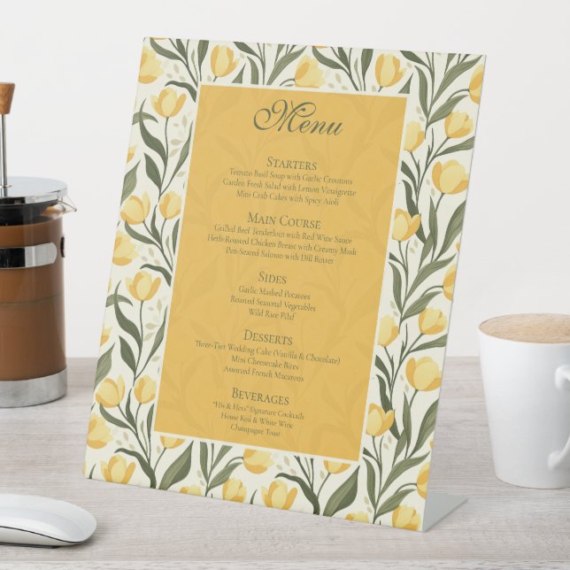Expositor En L Radiant Tulip Themed Barn Wedding Menu (In Situ)