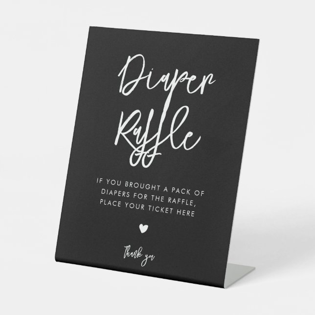 Expositor En L Raffle de pañal negro contemporáneo (Anverso)