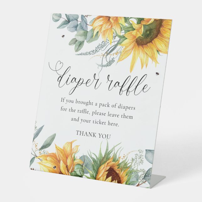 Expositor En L Raffle Raffle Baby Shower de girasol ruso (Anverso)