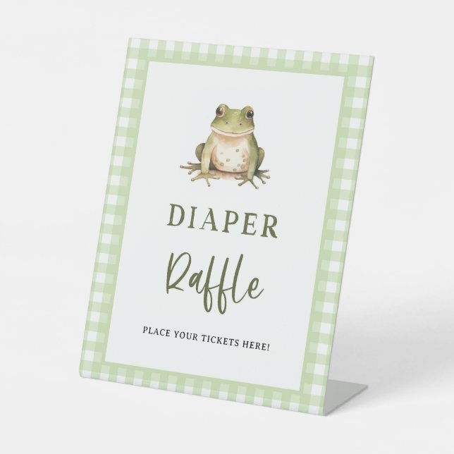 Expositor En L Rana Baby Shower Diaper Raffle Ticket Rótulo (Anverso)