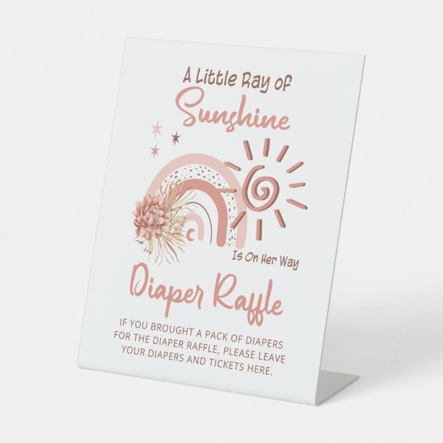 Expositor En L Ray of Sunshine Chica Baby Shower Diaper Raffle (Anverso)