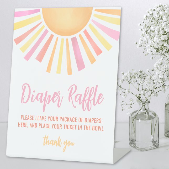 Expositor En L Rayo Pequeño De Sunshine Baby Shower Diaper Raffle (Little Ray Of Sunshine Baby Shower Diaper Raffle Pedestal Sign)