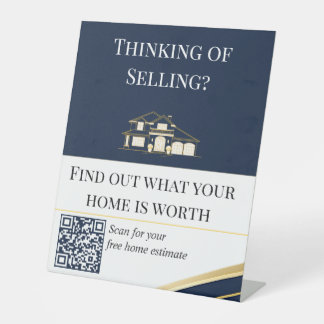 Expositor En L Realtor Home Value QR Sign Navy Gold