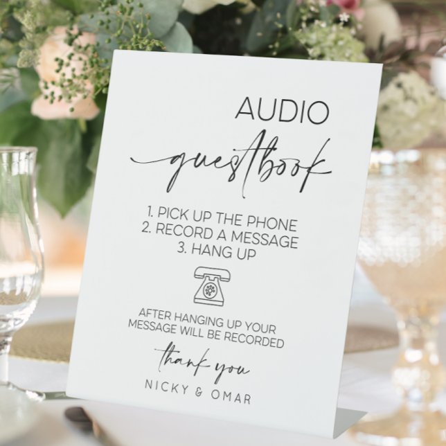 Expositor En L Recepción de Boda del libro de visitas de audio (audio guestbook sign)