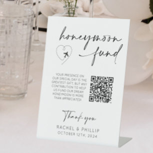 Expositor En L Recepción de matrimonio con el código QR de la lun