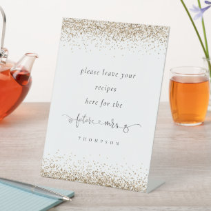 Expositor En L Recetas para la futura Sra. Gold Bridal Shower con