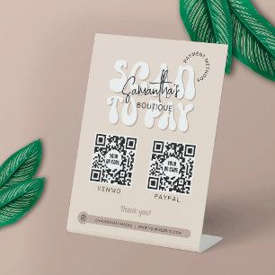Expositor En L Recorrido de 2 códigos QR de moda para pagar retro