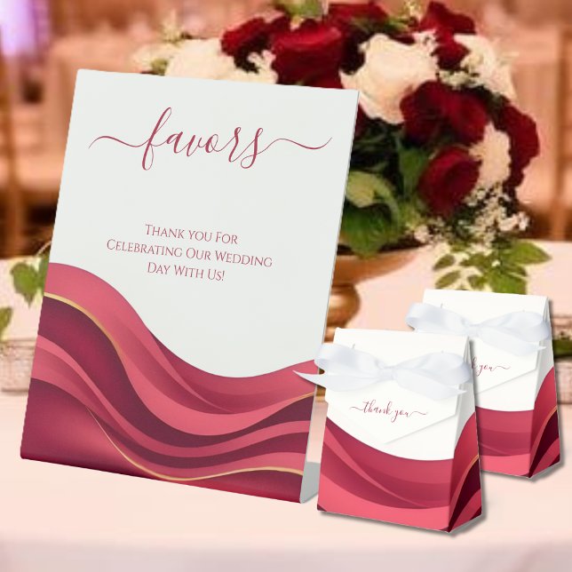 Expositor En L Recuerdos de Boda Borgoña (Burgundy Wedding Favors Pedestal Sign)